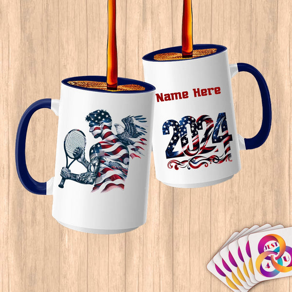Physical Item 15oz / Blue Tennis Spirit~Limited Edition 2024 "USA Excellence" ~ Customized Large 15oz Mug