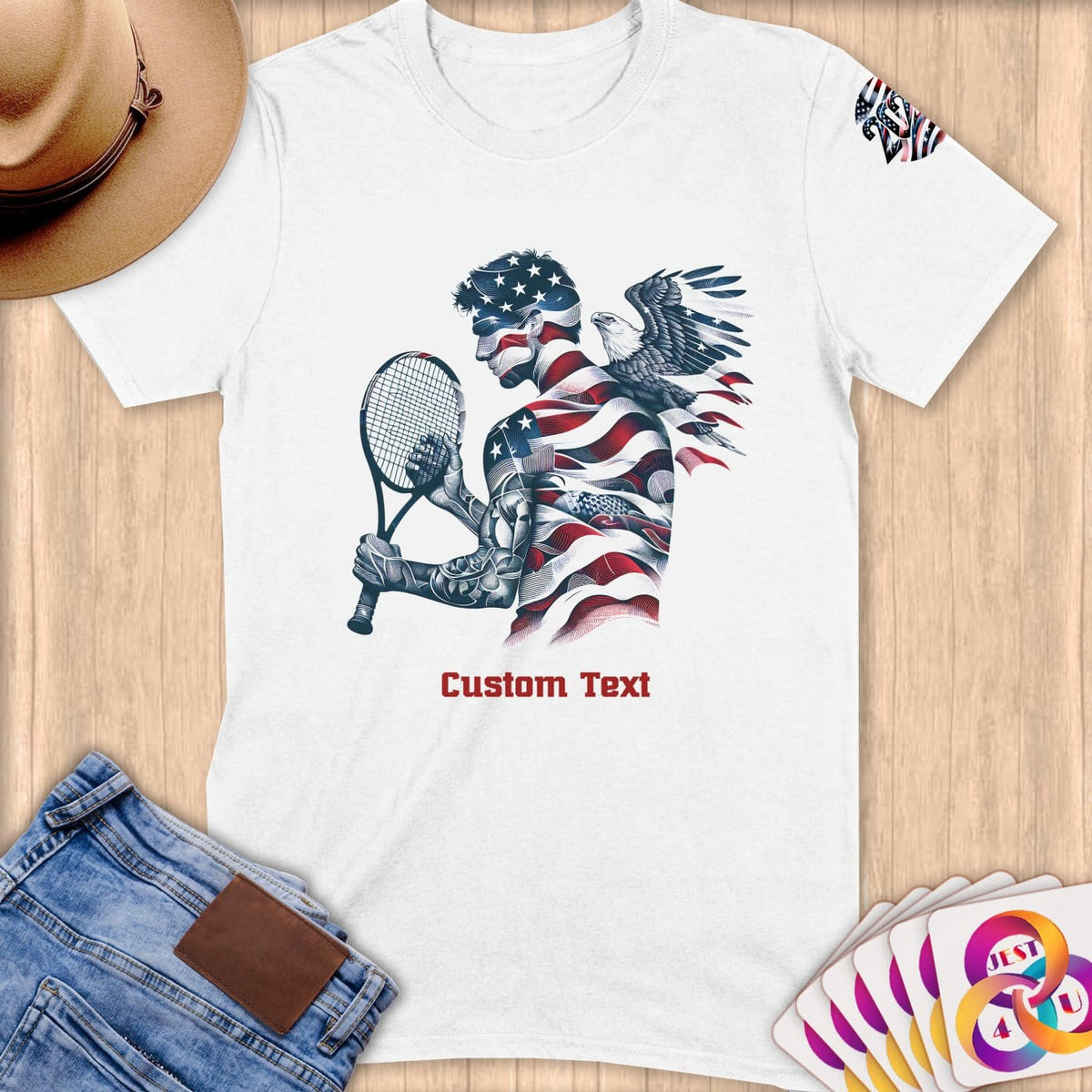 Physical Item S / White Tennis Spirit~Limited Edition 2024 "USA Excellence" ~ Personalized Softstyle T-Shirt