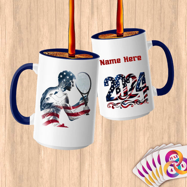 Physical Item 15oz / Blue Tennis Stars~Limited Edition 2024 "USA Excellence" ~ Customized Large 15oz Mug