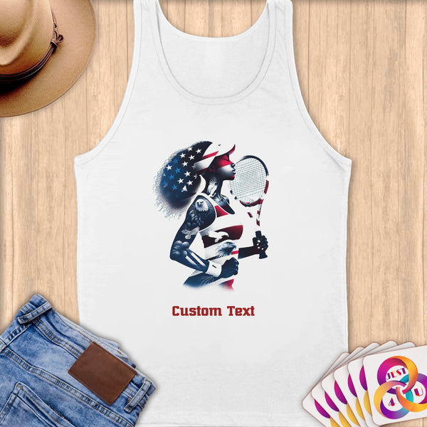 Physical Item S / White Tennis Stripes~Limited Edition 2024 "USA Excellence" ~ Customizable Supersoft Tank Top
