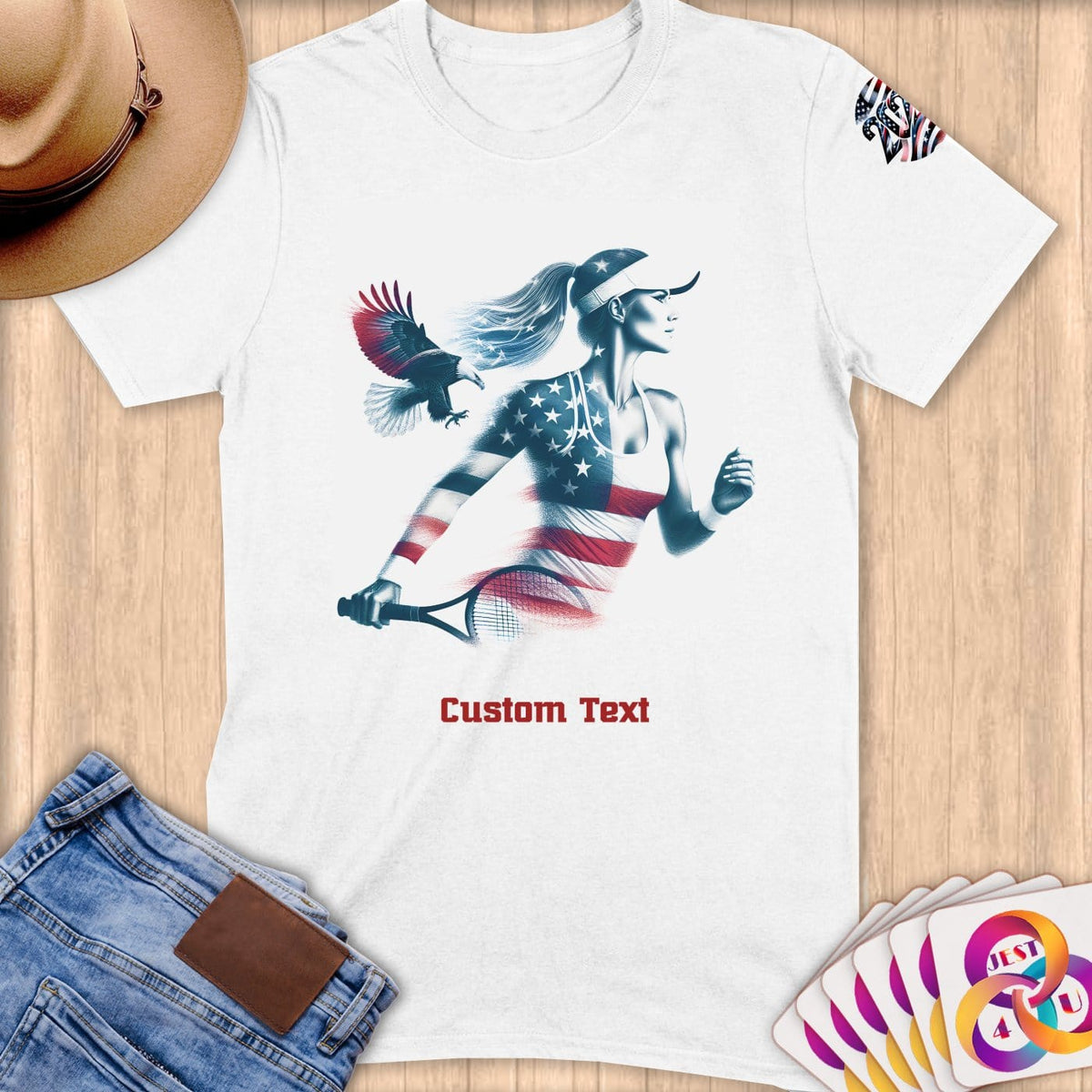 Physical Item S / White Tennis Wings~Limited Edition 2024 "USA Excellence" ~ Personalized Softstyle T-Shirt