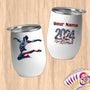 Physical Item 12 oz / White Trampoline Freedom ~ Limited Edition 2024 "USA Excellence" ~ Customizable 12oz Wine Tumbler with Lid