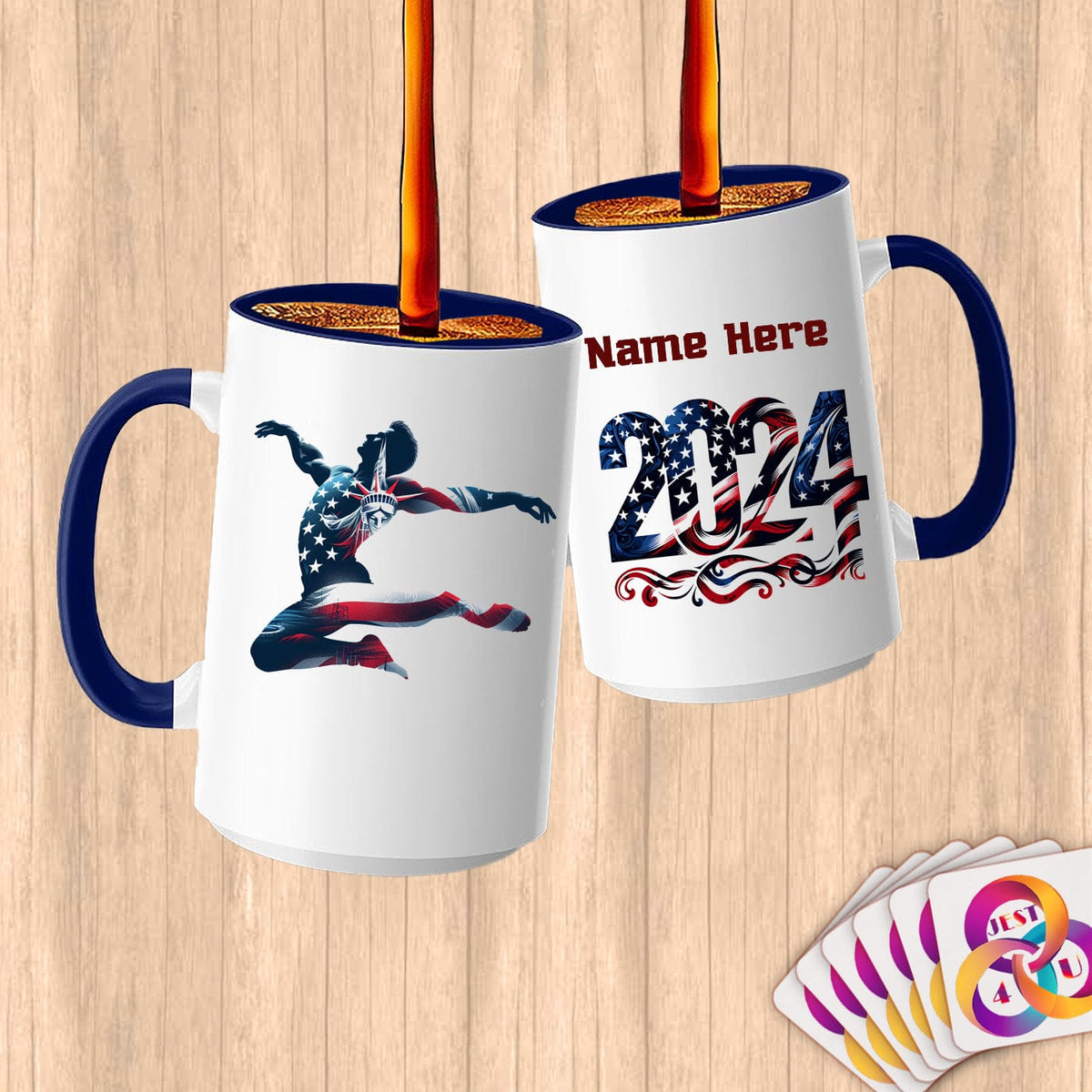 Physical Item 15oz / Blue Trampoline Freedom ~ Limited Edition 2024 "USA Excellence" ~ Customized Large 15oz Mug