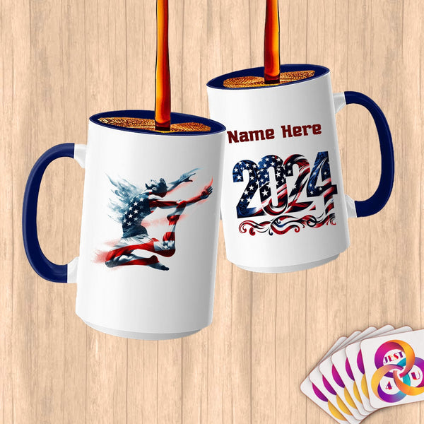 Physical Item 15oz / Blue Trampoline Glory ~ Limited Edition 2024 "USA Excellence" ~ Customized Large 15oz Mug