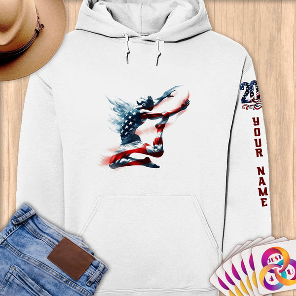Physical Item S / White Trampoline Glory ~ Limited Edition 2024 "USA Excellence" ~ Personalized Premium Hoodie