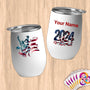 Physical Item 12 oz / White Triathalon Strength~Limited Edition 2024 "USA Excellence" ~ Customizable 12oz Wine Tumbler with Lid