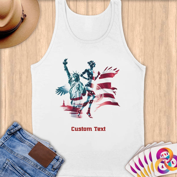 Physical Item S / White Triathalon Strength~Limited Edition 2024 "USA Excellence" ~ Customizable Supersoft Tank Top