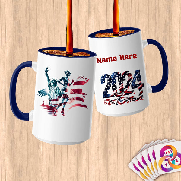 Physical Item 15oz / Blue Triathalon Strength~Limited Edition 2024 "USA Excellence" ~ Customized Large 15oz Mug