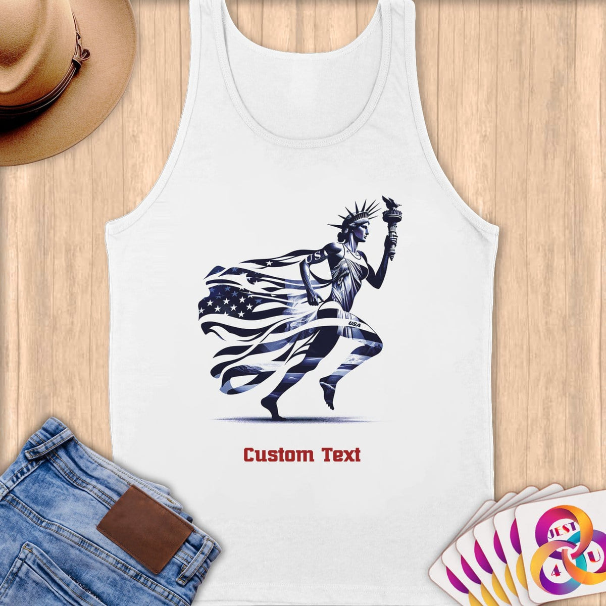 Physical Item S / White Triathlete Freedom~Limited Edition 2024 "USA Excellence" ~ Customizable Supersoft Tank Top