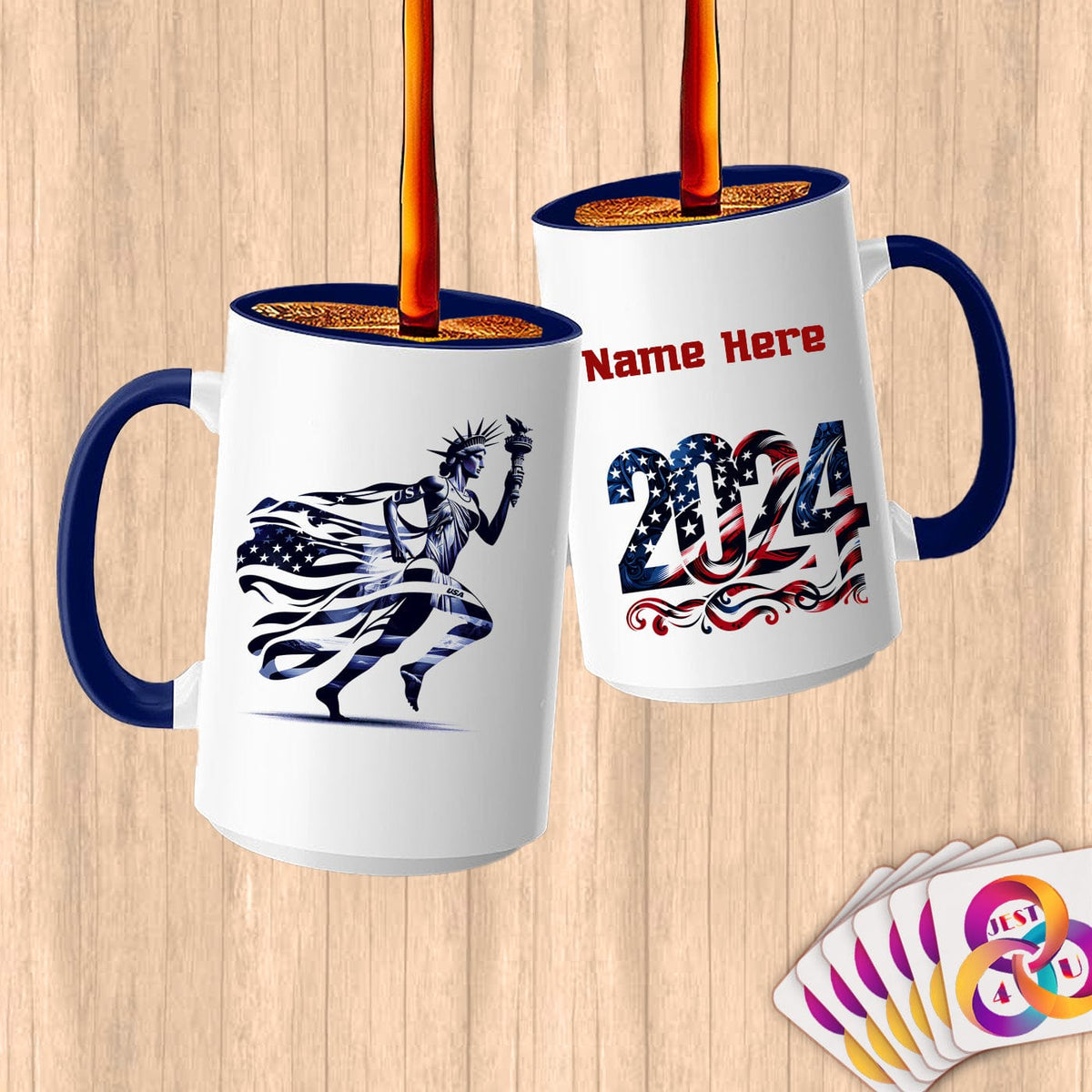 Physical Item 15oz / Blue Triathlete Freedom~Limited Edition 2024 "USA Excellence" ~ Customized Large 15oz Mug