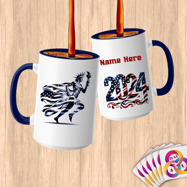 Physical Item 15oz / Blue Triathlete Freedom~Limited Edition 2024 "USA Excellence" ~ Customized Large 15oz Mug