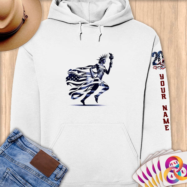 Physical Item S / White Triathlete Freedom~Limited Edition 2024 "USA Excellence" ~ Personalized Premium Hoodie