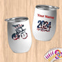 Physical Item 12 oz / White Triathlete Spin~Limited Edition 2024 "USA Excellence" ~ Customizable 12oz Wine Tumbler with Lid