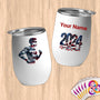 Physical Item 12 oz / White Triathlete Steam~Limited Edition 2024 "USA Excellence" ~ Customizable 12oz Wine Tumbler with Lid