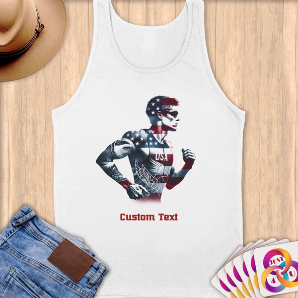 Physical Item S / White Triathlete Steam~Limited Edition 2024 "USA Excellence" ~ Customizable Supersoft Tank Top