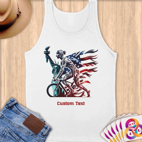 Physical Item S / White Triathlete Wheels~Limited Edition 2024 "USA Excellence" ~ Customizable Supersoft Tank Top