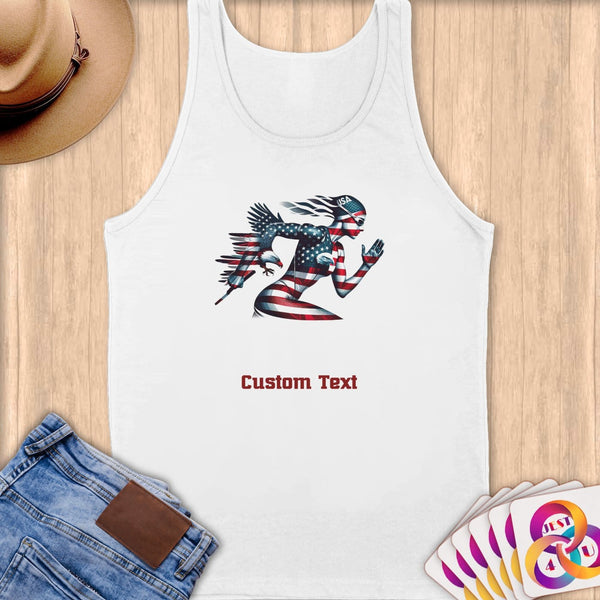 Physical Item S / White USA Flag Runner~Limited Edition 2024 "USA Excellence" ~ Customizable Supersoft Tank Top
