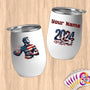 Physical Item 12 oz / White USA Handball Champ ~ Limited Edition 2024 "USA Excellence" ~ Customizable 12oz Wine Tumbler with Lid