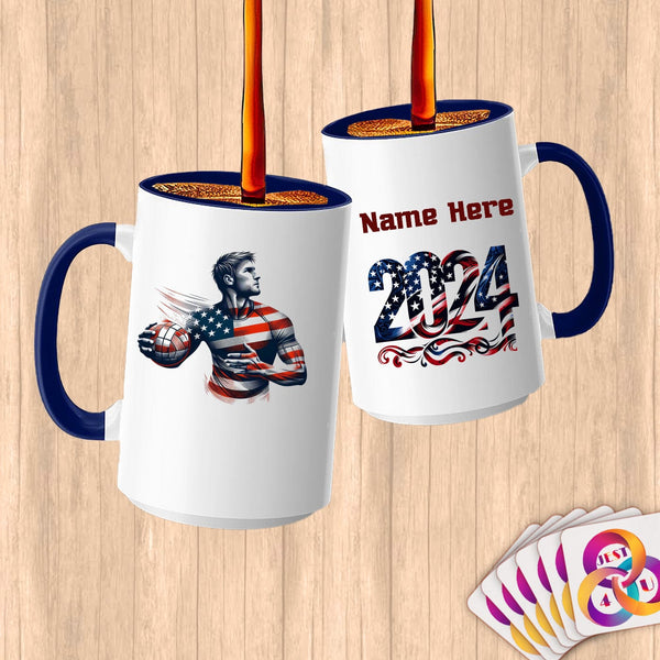 Physical Item 15oz / Blue USA Handball Champ ~ Limited Edition 2024 "USA Excellence" ~ Customized Large 15oz Mug