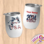 Physical Item 12 oz / White USA Hurdler ~Limited Edition 2024 "USA Excellence" ~ Customizable 12oz Wine Tumbler with Lid