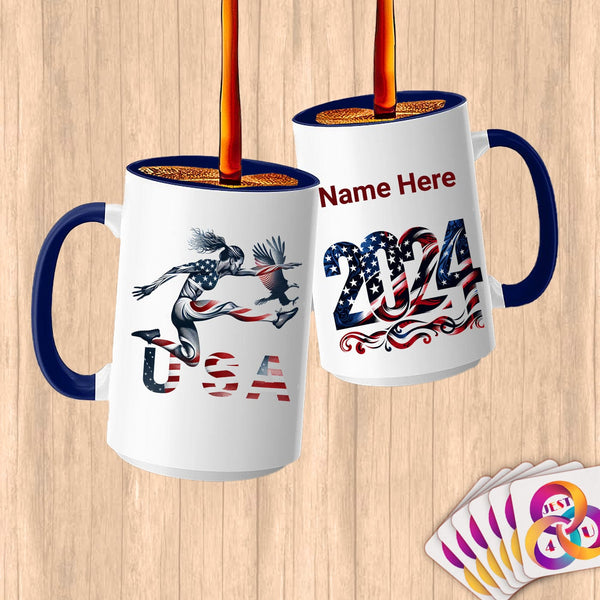 Physical Item 15oz / Blue USA Hurdler ~Limited Edition 2024 "USA Excellence" ~ Customized Large 15oz Mug