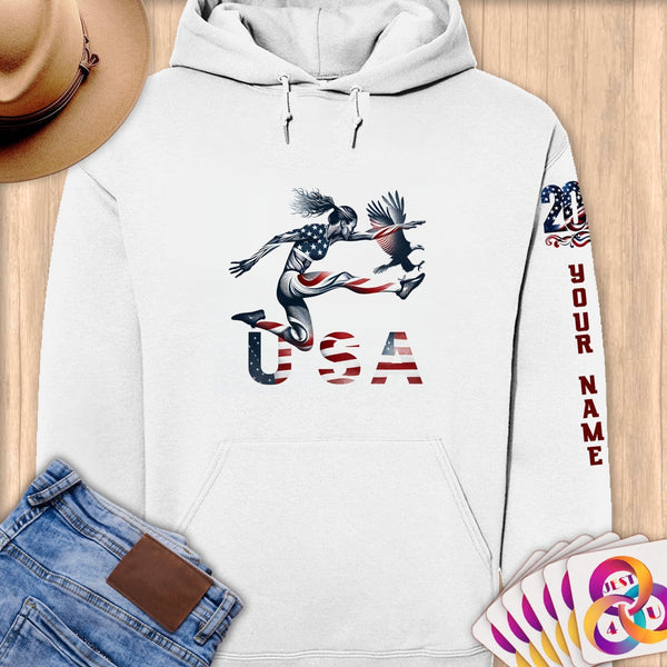 Physical Item S / White USA Hurdler ~Limited Edition 2024 "USA Excellence" ~ Personalized Premium Hoodie