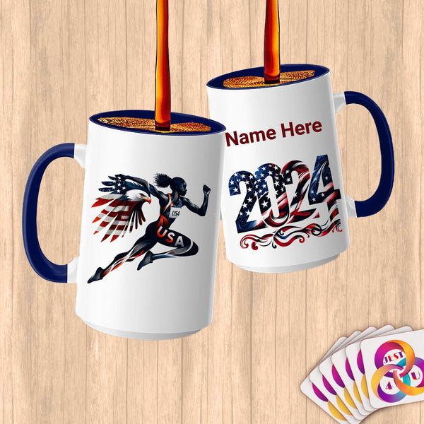 Physical Item 15oz / Blue USA Soaring Winged Eagle ~Limited Edition 2024 "USA Excellence" ~ Customized Large 15oz Mug