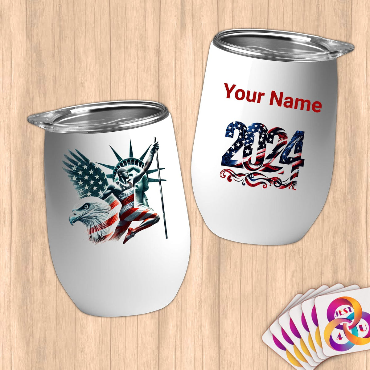 Physical Item 12 oz / White Vaulted Glory~Limited Edition 2024 "USA Excellence" ~ Customizable 12oz Wine Tumbler with Lid