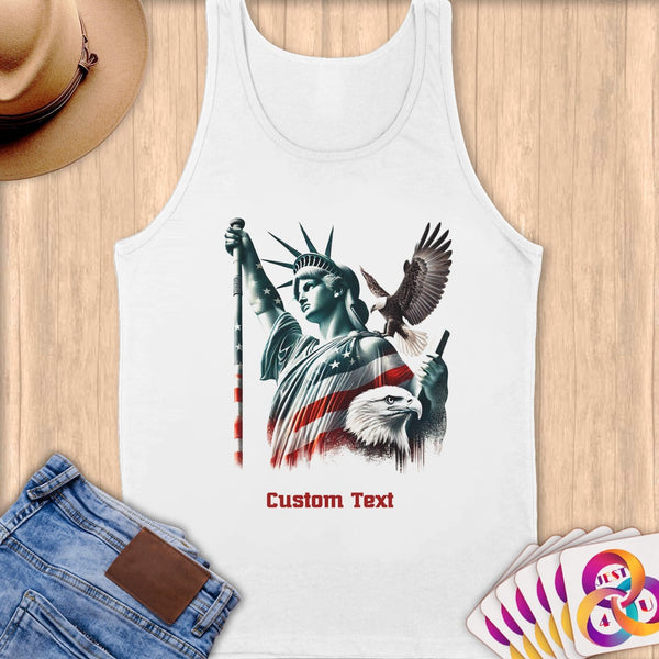 Physical Item S / White Vaulted Liberty~Limited Edition 2024 "USA Excellence" ~ Customizable Supersoft Tank Top