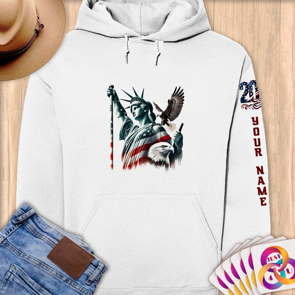 Physical Item S / White Vaulted Liberty~Limited Edition 2024 "USA Excellence" ~ Personalized Premium Hoodie