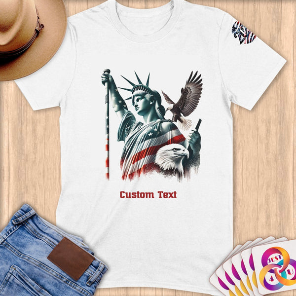 Physical Item S / White Vaulted Liberty~Limited Edition 2024 "USA Excellence" ~ Personalized Softstyle T-Shirt