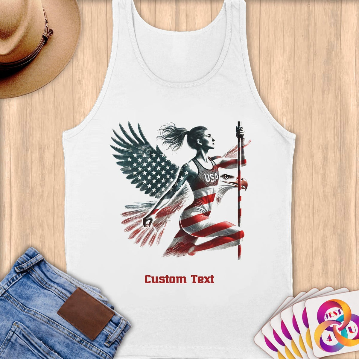 Physical Item S / White Vaulted Wings~Limited Edition 2024 "USA Excellence" ~ Customizable Supersoft Tank Top