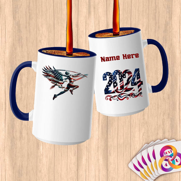 Physical Item 15oz / Blue Vaulting Athlete~Limited Edition 2024 "USA Excellence" ~ Customized Large 15oz Mug