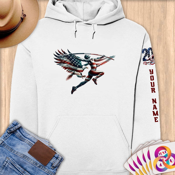 Physical Item S / White Vaulting Athlete~Limited Edition 2024 "USA Excellence" ~ Personalized Premium Hoodie