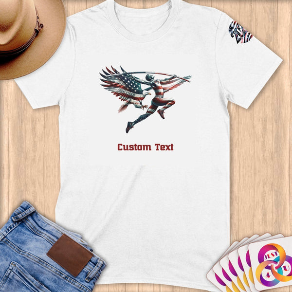 Physical Item S / White Vaulting Athlete~Limited Edition 2024 "USA Excellence" ~ Personalized Softstyle T-Shirt