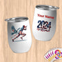 Physical Item 12 oz / White Vaultring Wings~Limited Edition 2024 "USA Excellence" ~ Customizable 12oz Wine Tumbler with Lid