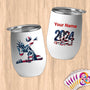 Physical Item 12 oz / White Vibrant Liberty Volleyball ~Limited Edition 2024 "USA Excellence" ~ Customizable 12oz Wine Tumbler with Lid