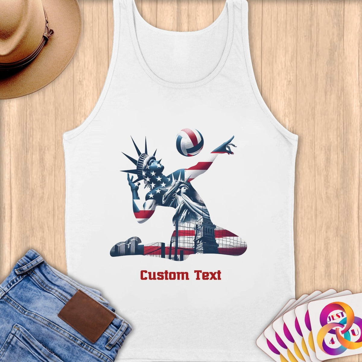 Physical Item S / White Vibrant Liberty Volleyball ~Limited Edition 2024 "USA Excellence" ~ Customizable Supersoft Tank Top