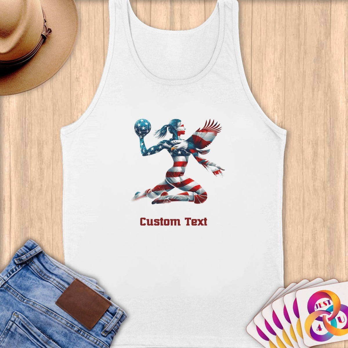 Physical Item S / White Vibrant Patriotism Volley~Limited Edition 2024 "USA Excellence" ~ Customizable Supersoft Tank Top