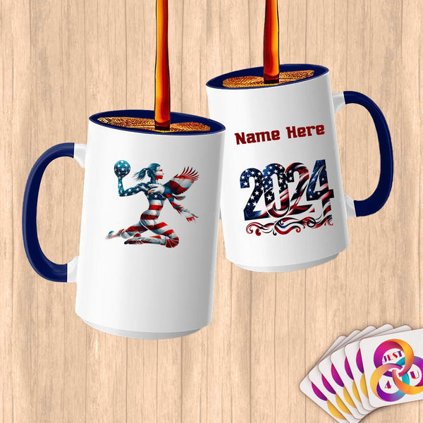 Physical Item 15oz / Blue Vibrant Patriotism Volley~Limited Edition 2024 "USA Excellence" ~ Customized Large 15oz Mug