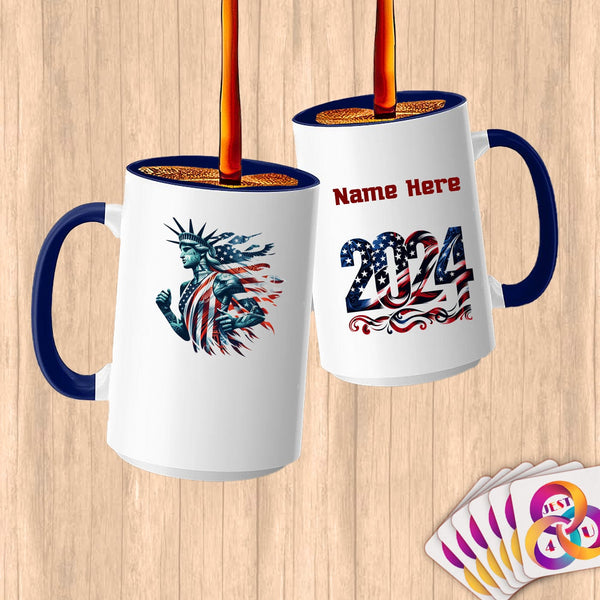 Physical Item 15oz / Blue Vibrant Racing Statue Liberty~Limited Edition 2024 "USA Excellence" ~ Customized Large 15oz Mug