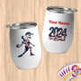 Physical Item 12 oz / White Volley Eagle ~Limited Edition 2024 "USA Excellence" ~ Customizable 12oz Wine Tumbler with Lid