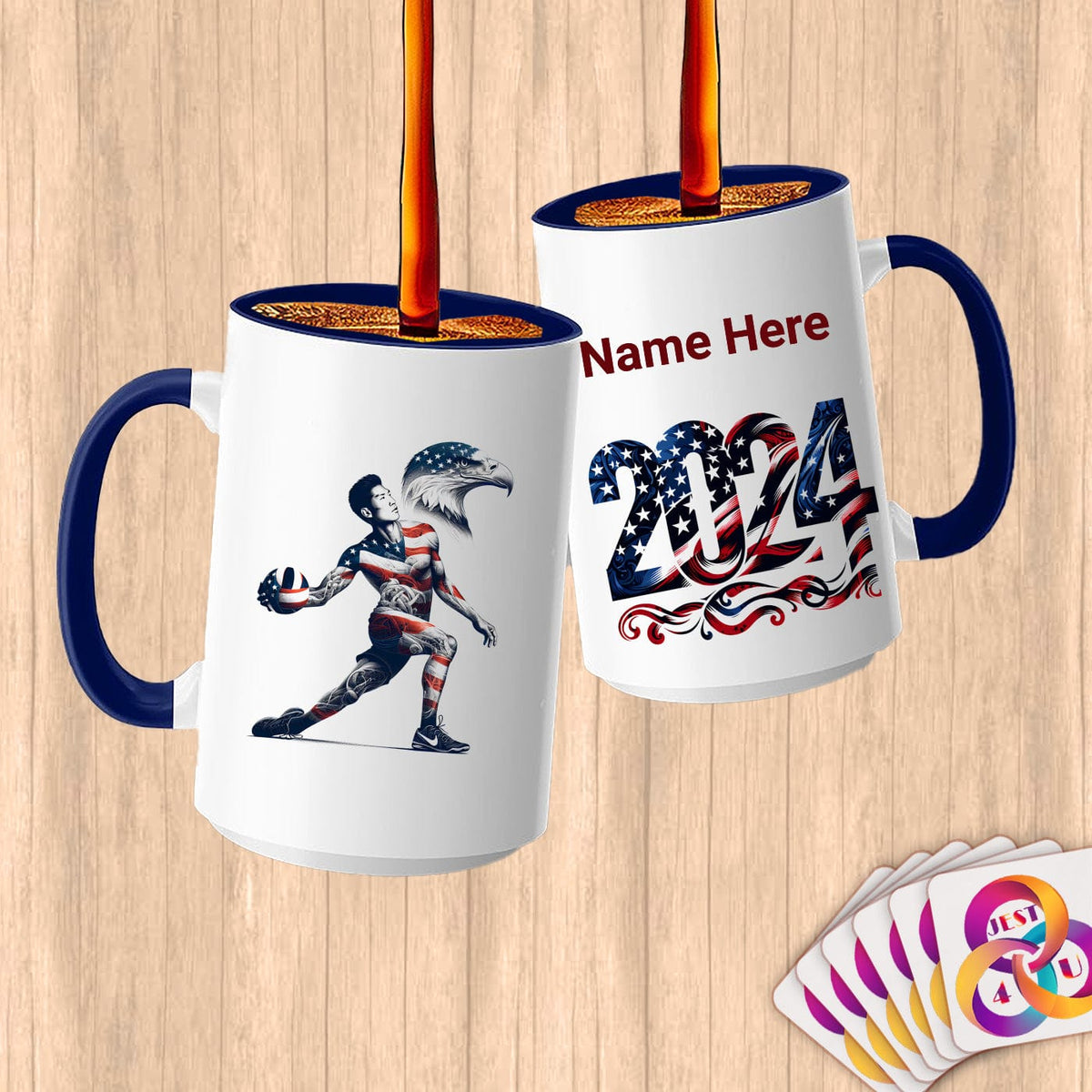 Physical Item 15oz / Blue Volley Eagle ~Limited Edition 2024 "USA Excellence" ~ Customized Large 15oz Mug