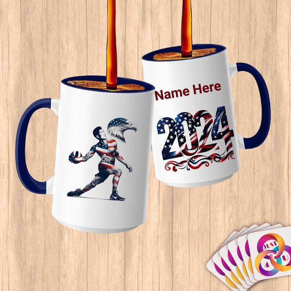 Physical Item 15oz / Blue Volley Eagle ~Limited Edition 2024 "USA Excellence" ~ Customized Large 15oz Mug