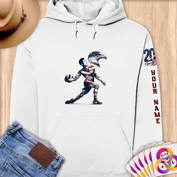 Physical Item S / White Volley Eagle ~Limited Edition 2024 "USA Excellence" ~ Personalized Premium Hoodie