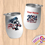 Physical Item 12 oz / White Volley Eagle Wings ~Limited Edition 2024 "USA Excellence" ~ Customizable 12oz Wine Tumbler with Lid