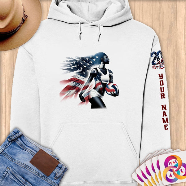 Physical Item S / White Volley Eagle Wings ~Limited Edition 2024 "USA Excellence" ~ Personalized Premium Hoodie