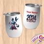 Physical Item 12 oz / White Volley Wings ~Limited Edition 2024 "USA Excellence" ~ Customizable 12oz Wine Tumbler with Lid