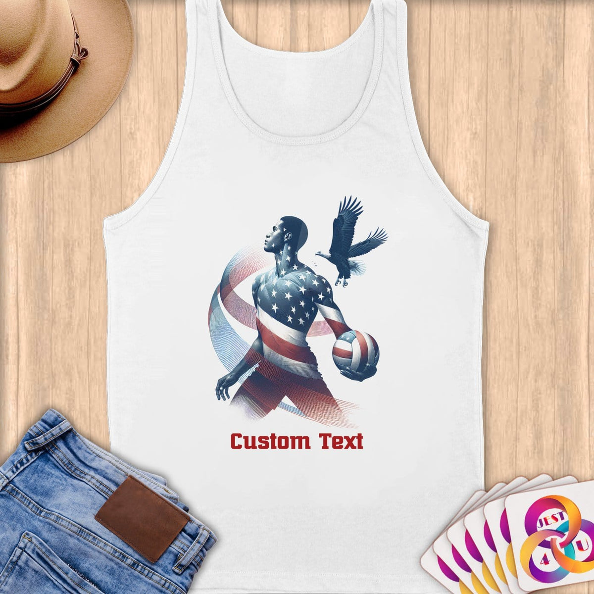Physical Item S / White Volley Wings ~Limited Edition 2024 "USA Excellence" ~ Customizable Supersoft Tank Top