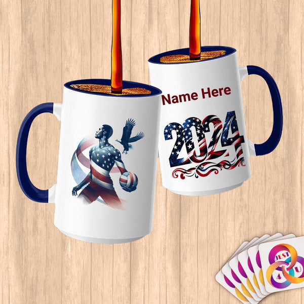 Physical Item 15oz / Blue Volley Wings ~Limited Edition 2024 "USA Excellence" ~ Customized Large 15oz Mug